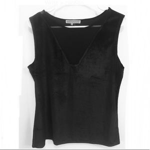 Black velvet sleeveless blouse
